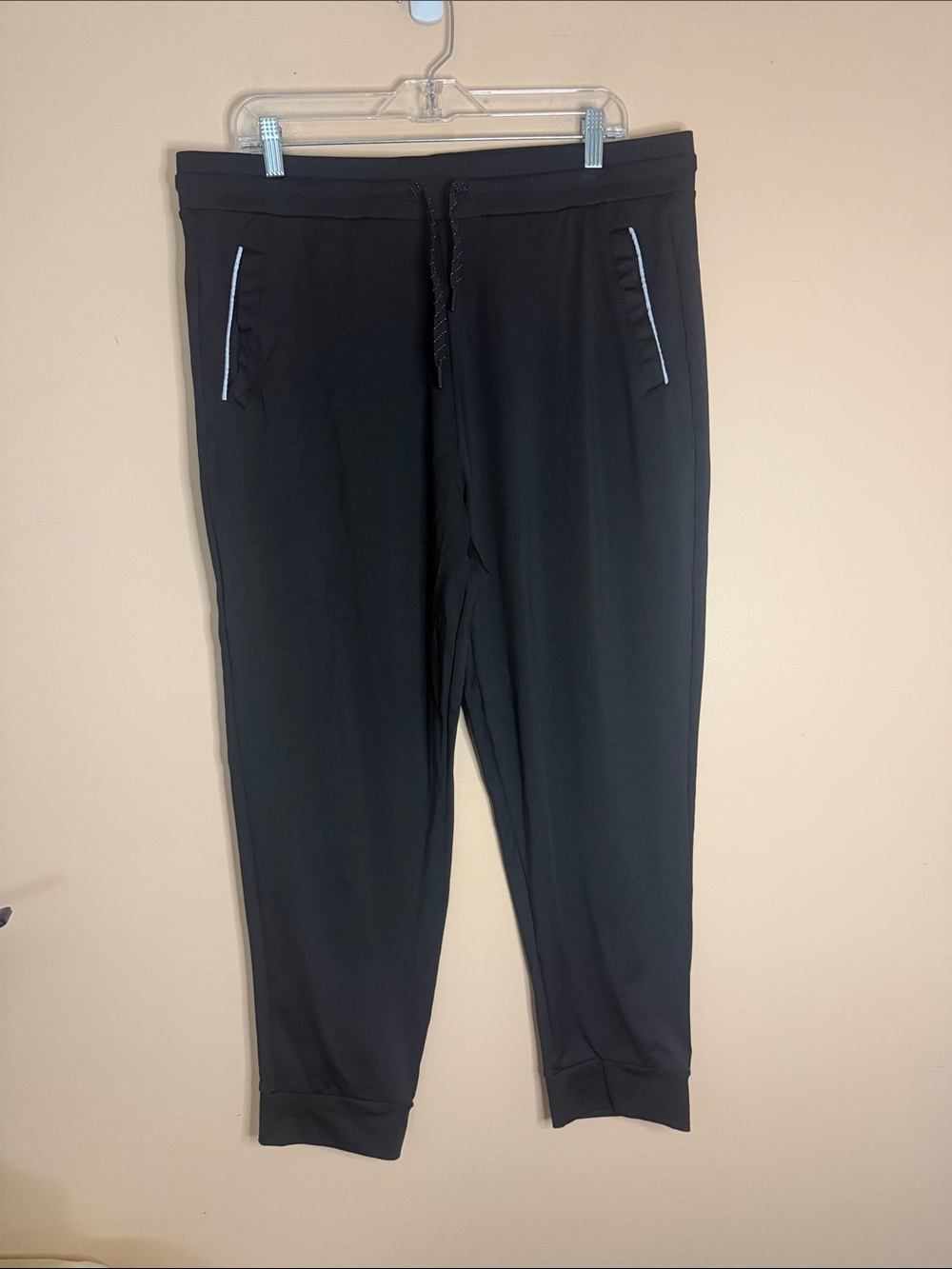 Men's Black Drawstring Joggers with Contrast Piping